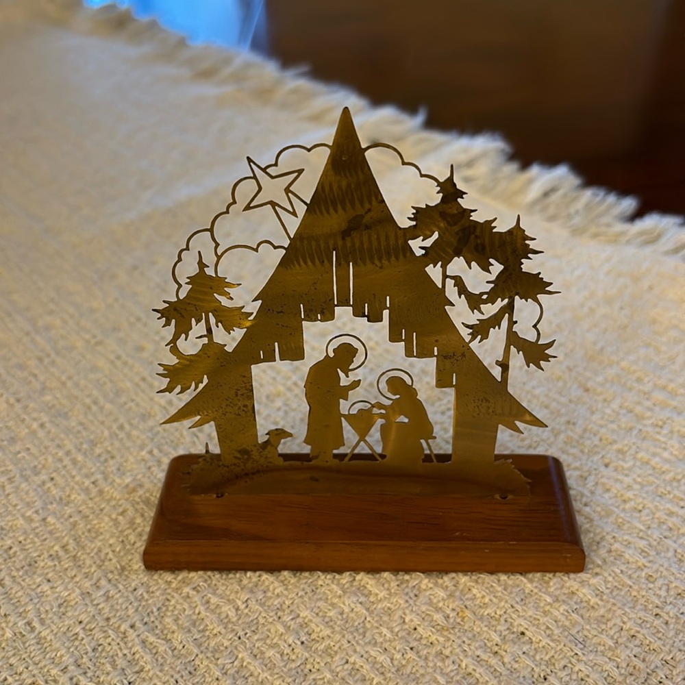 Vintage Limited edition Christmas German brass laser cut nativity scene …
